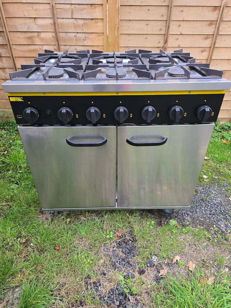 image for Buffalo 6-burner gas oven range with castors