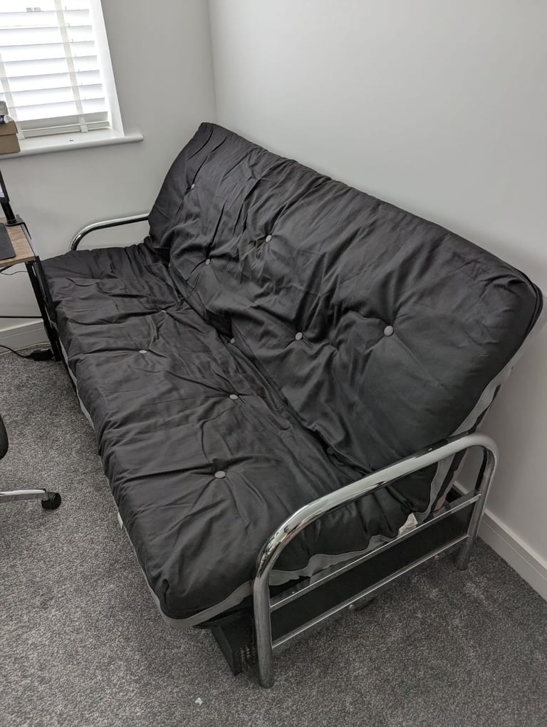 Metal double sofa bed with 2 mattress toppers