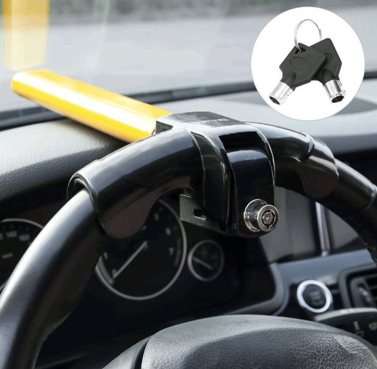 Vehicle steering wheel lock, anti theft, heavy duty