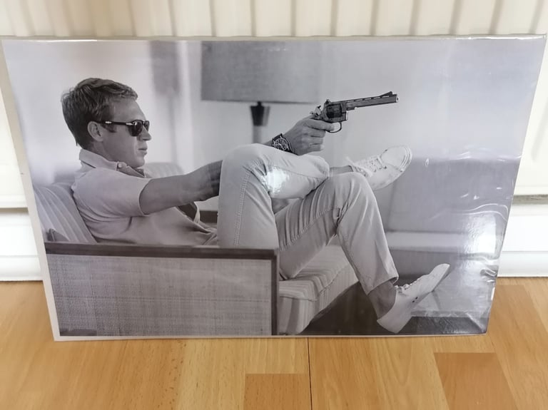 New. Retro Wall Art : Actor STEVE MQUEEN Iconic Black & White Poster. Factory Sealed. 
