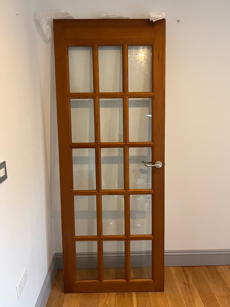 image for Solid Oak Wooden Glass Panel Door