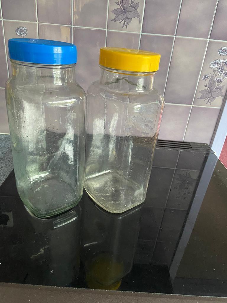 Two GLASS old sweet storage jars | in West Park, West Yorkshire | Gumtree