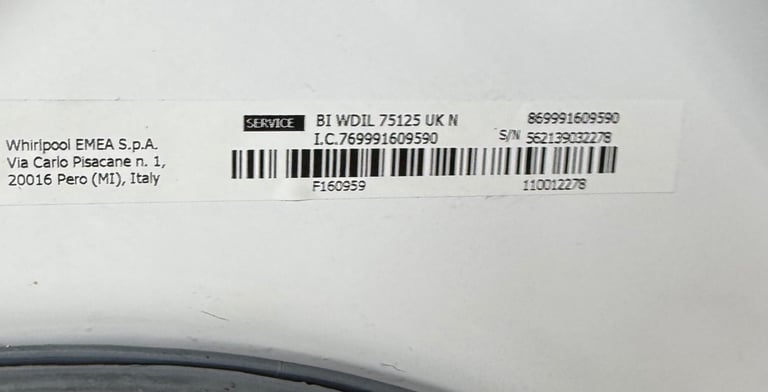 7KG HOTPOINT WDIL75125 BUILT IN WASHER & DRYER WITH WARRANTY   
