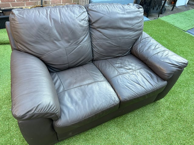 2 Seater Brown Leather Sofa