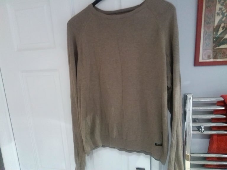 Very nice mens large light brown Threadbare denim corps jumper very good condition 