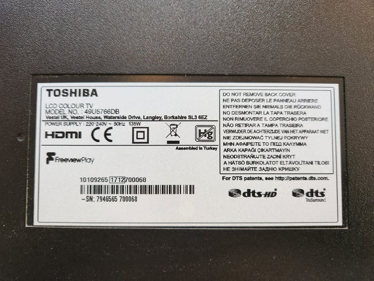 49 inch flat screen Toshiba TV