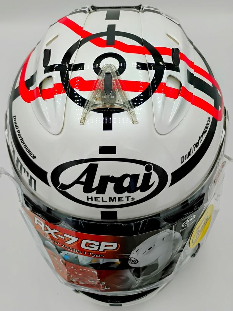 RARE COLLECTORS ITEM - #ARAI RX-7 MOTORCYCLE HELMET - NORIYUKI HAGA MONZA WHITE