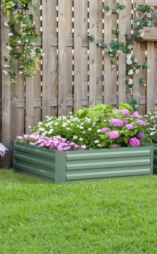 image for Raised Garden Bed Galvanised Planter Box Easy Setup Green
