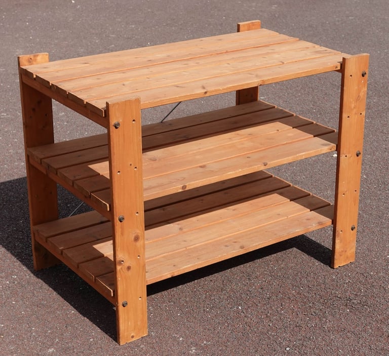 Ikea 3 Shelf Unit. Wooden Storage Cabinet Bedroom Shelves Garage Workbench Large