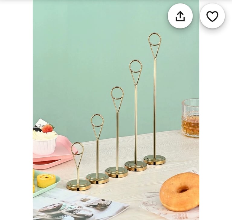 Gold card / number holders. Wedding decor 