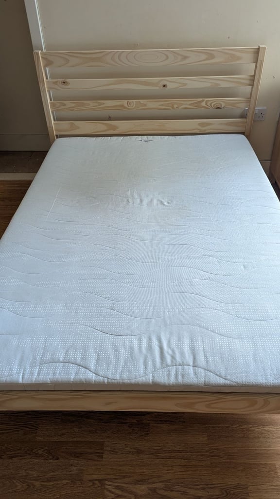 Small Double Wooden Bed Frame + Mattress! 