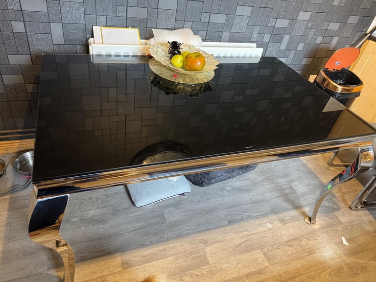 Black Tempered glass dining table