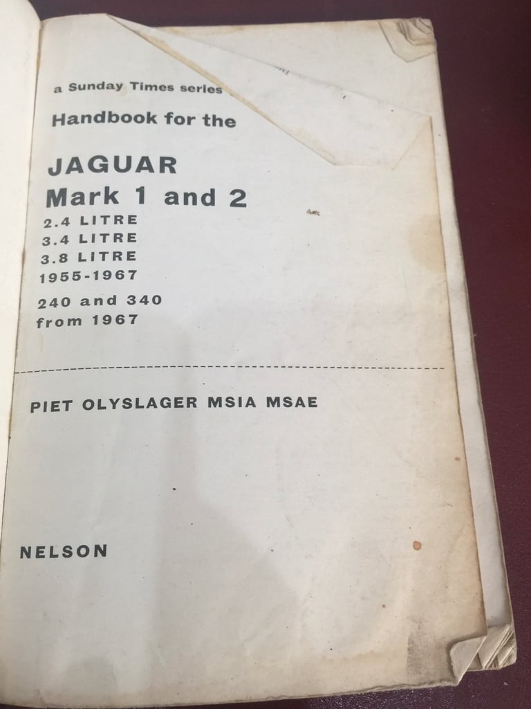 P Olyslager Motor Manual Jaguar 2.4 3.4 3.8 Book
