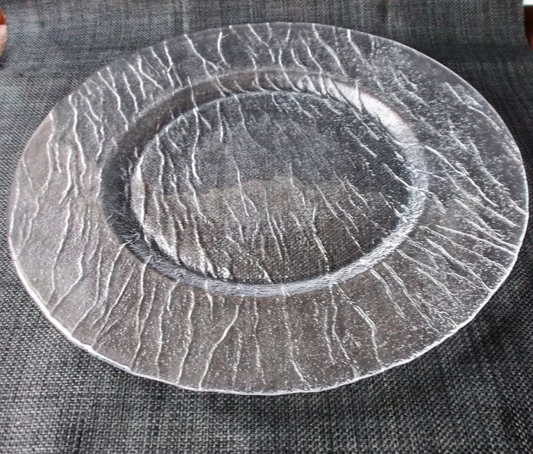 12 Large Almost Flat Glass Arcoroc Professional Quality Contemporary Dinner Plates.
