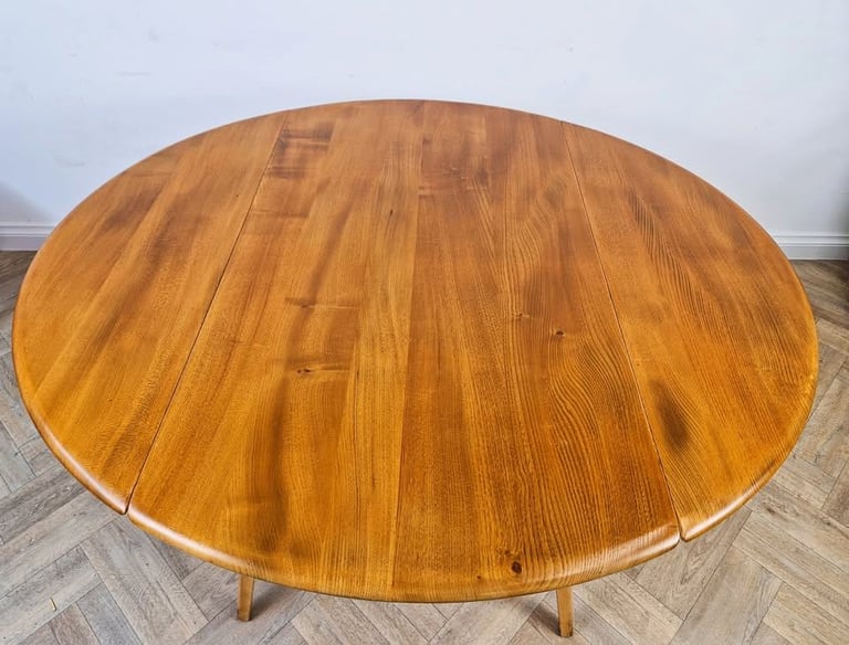 Ercol Windsor Solid Elm Vintage Mid Century Drop Leaf Danish Design Dining Table BL490B