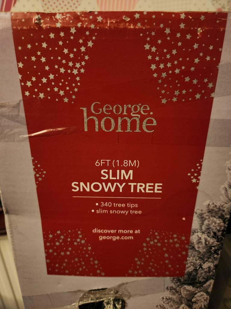 image for Xmas George Home 6FT Slim Snowy Artificial Christmas Tree