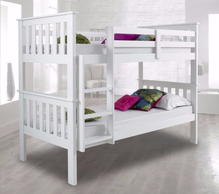 American Solid White Wooden Bunk Bed Frame London