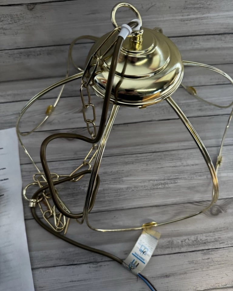 Tiffany style Glass Panel Brass Light Shade Ceiling Retro Frosted Vintage
