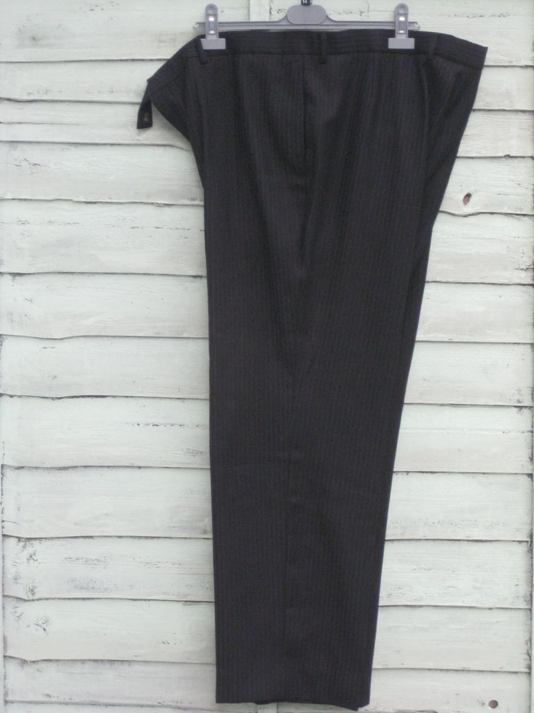 image for Pair of Greenwoods Navy Blue Pinstripe 44 Inch/ 113 cm Waist Trousers for Only £5.00