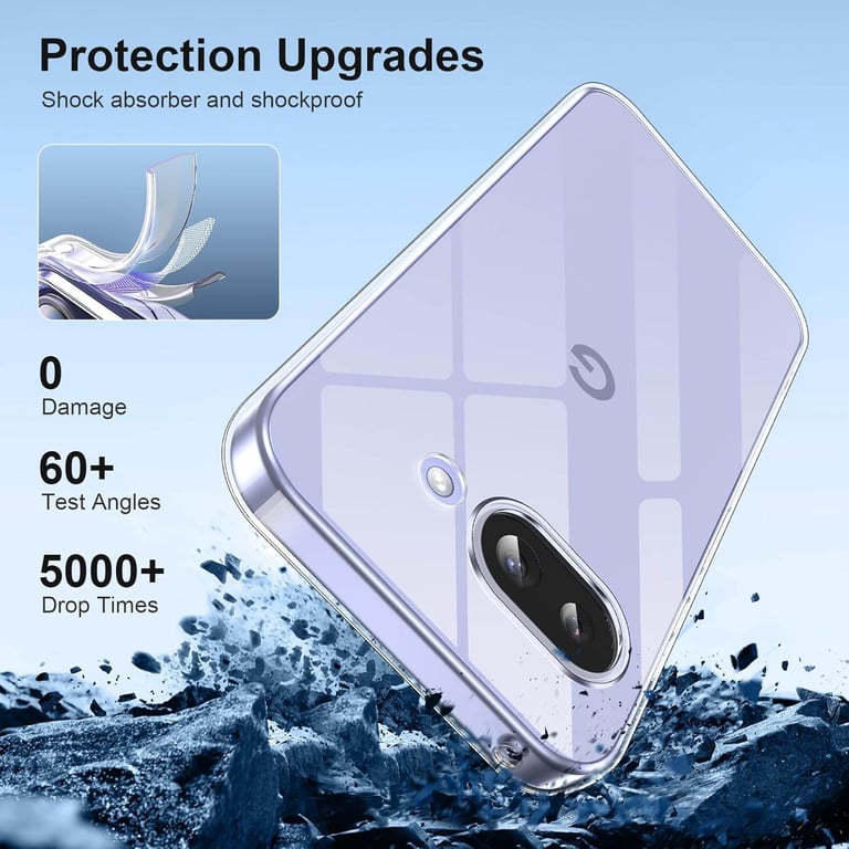 Clear Case for Google Pixel 9a Case with 3 Tempered Glass Screen Protector