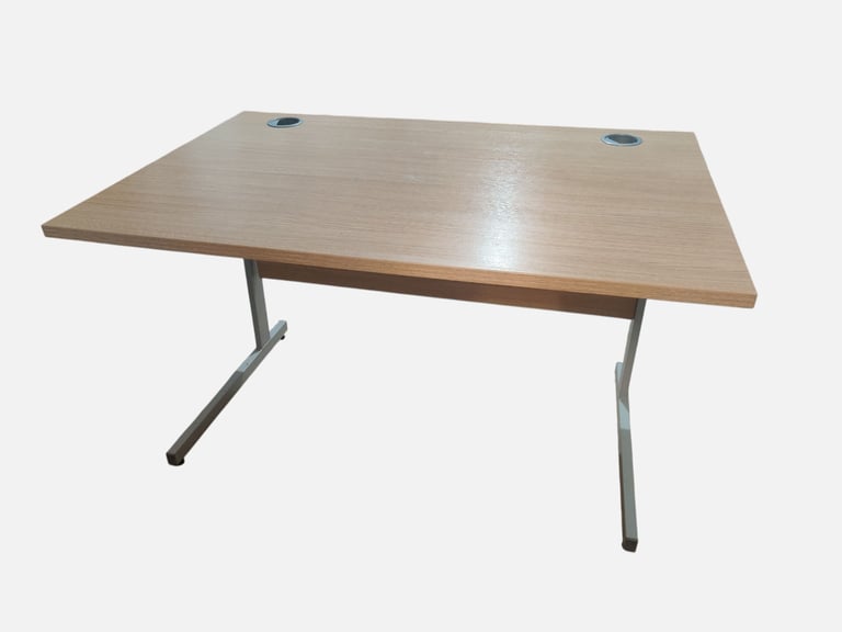 Light-Wood Computer Desk with Metal Frame