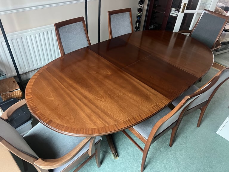 image for GPLAN EXTENDABLE DINING TABLE & 6 CHAIRS( 2 x CARVERS)   Can deliver.