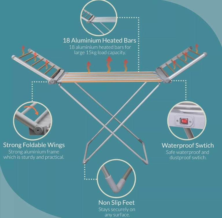 Electric heated clothes airer