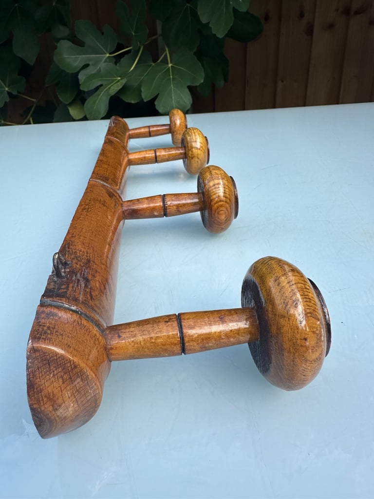 VINTAGE FRENCH FAUX BAMBOO COAT RACK, COAT HOOKS, HAT RACK, FOUR HOOK - L51.5cm - WILL POST!