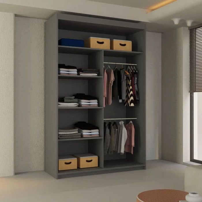 Brand New - Lisbon Mirror Sliding Door Wardrobe - Grey - SAME/NEXT DAY DELIVERY