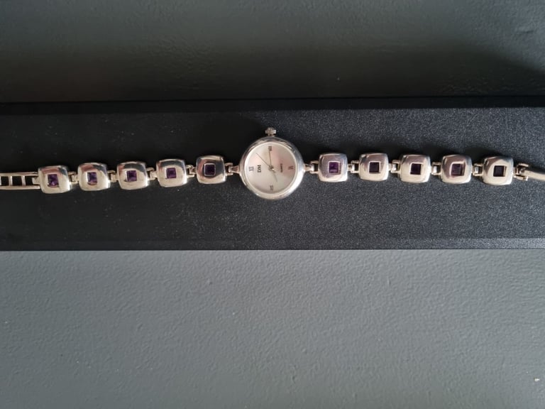DM Amethyst Oval Sterling Silver Ladies Watch
