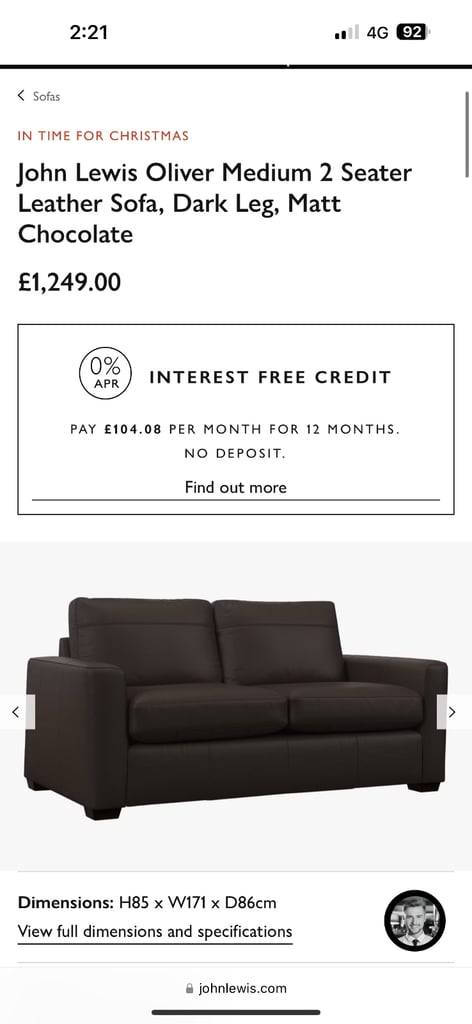 JOHN LEWIS TWO SEATED SOFA 