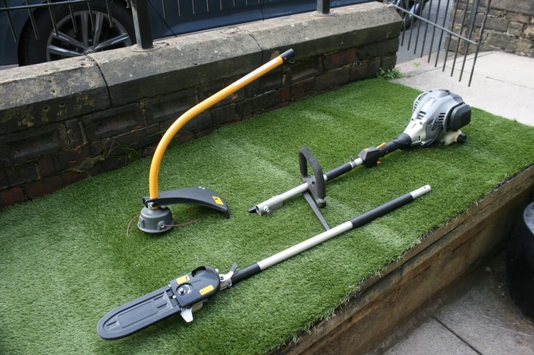 petrol strimmer, with pole pruner, brush- cutter attachments excellent condition