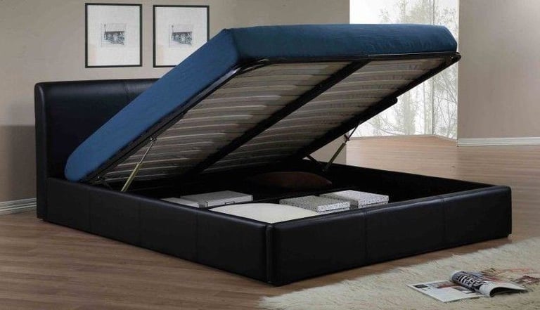 image for ** Awesome Price – Double Leather Ottoman Bed, Gas Lift Base, Hot Deal !! **