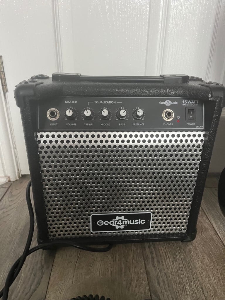 Bass guitar with amp and case