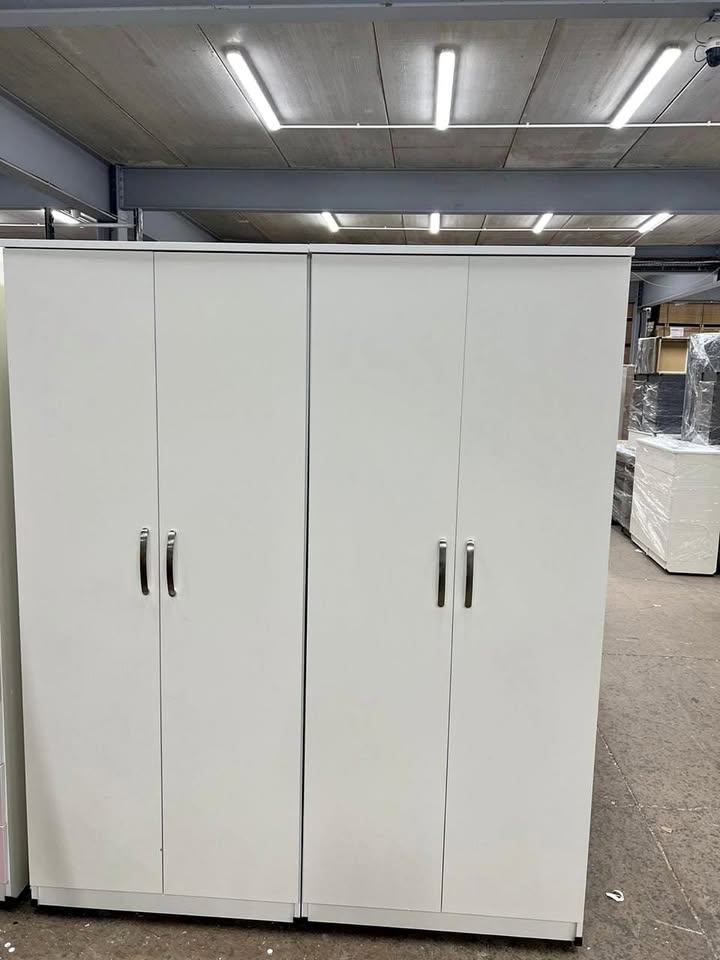 ]] Easy Payment Options = Assembled Brand New 2 Door Wardrobe - White / Oak Color ]]