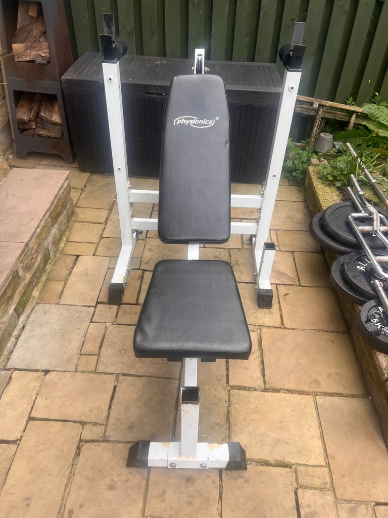 Adjustable weight bench with matching weights 