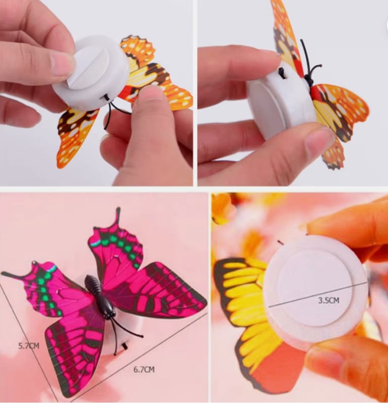 5 LED BUTTERFLY NIGHT LIGHTS CREATIVE COLOURFUL GLOWING WALL LIGHT STICKABLE PAD