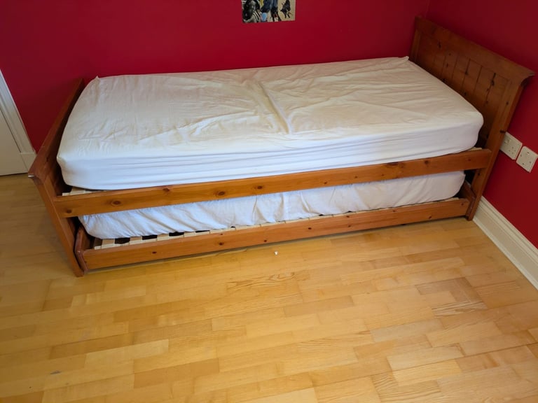 image for Single bed with trundle guest bed stored under