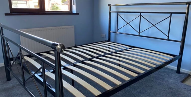 image for King Size Bed Frame - Chrome Finish (SAME DAY DELIVERY AVAILABLE)