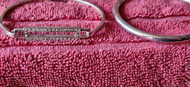10 silver bangles bracelets 