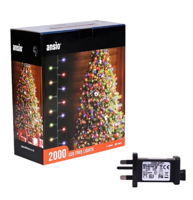 2000 Multicoloured LED 50m 164ft Cluster Compact Christmas Tree Lights