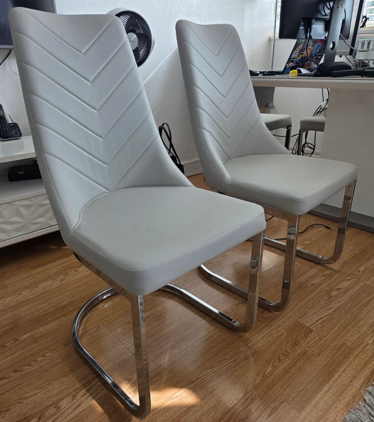 image for Pair of Modern Dining Chairs - For Spares or Repair / Upholstery Project