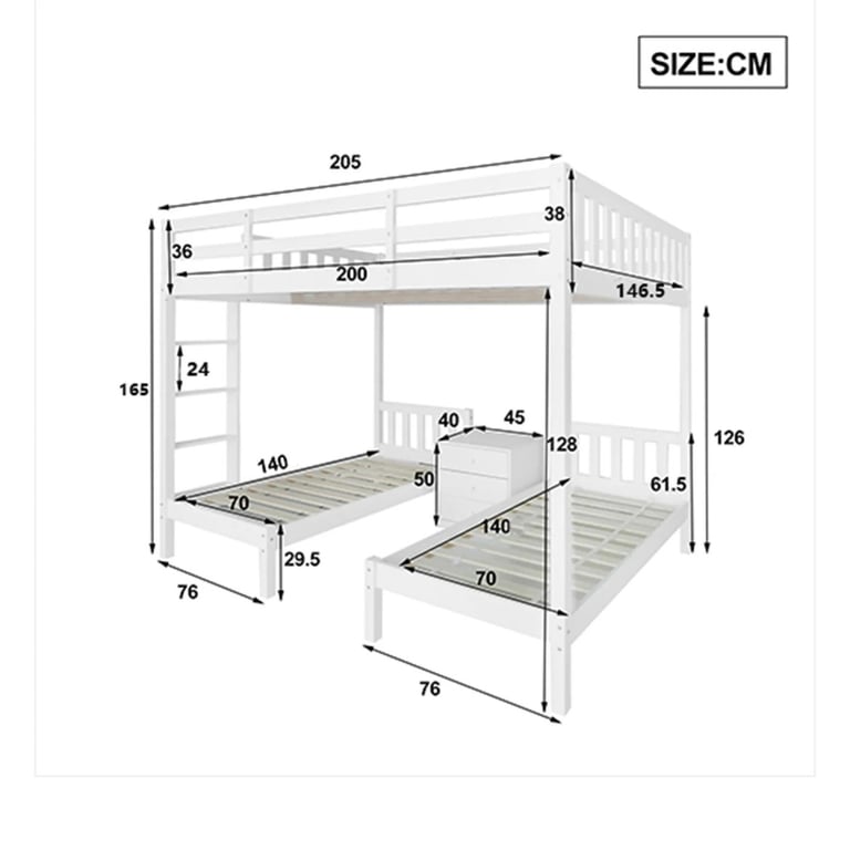 Kids' Triple Bunk Bed Set