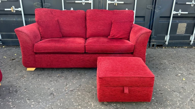 DFS 3 Seater Sofa & Armchair with Ottoman Footstool 