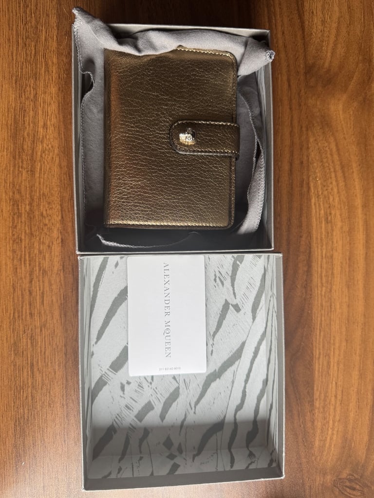 Alexander McQueen Gold Leather Wallet (Brand New with Box)