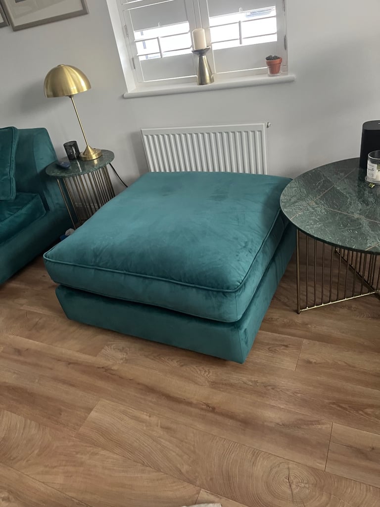 Barker and Stonehouse Harrington velvet sofas and footstool