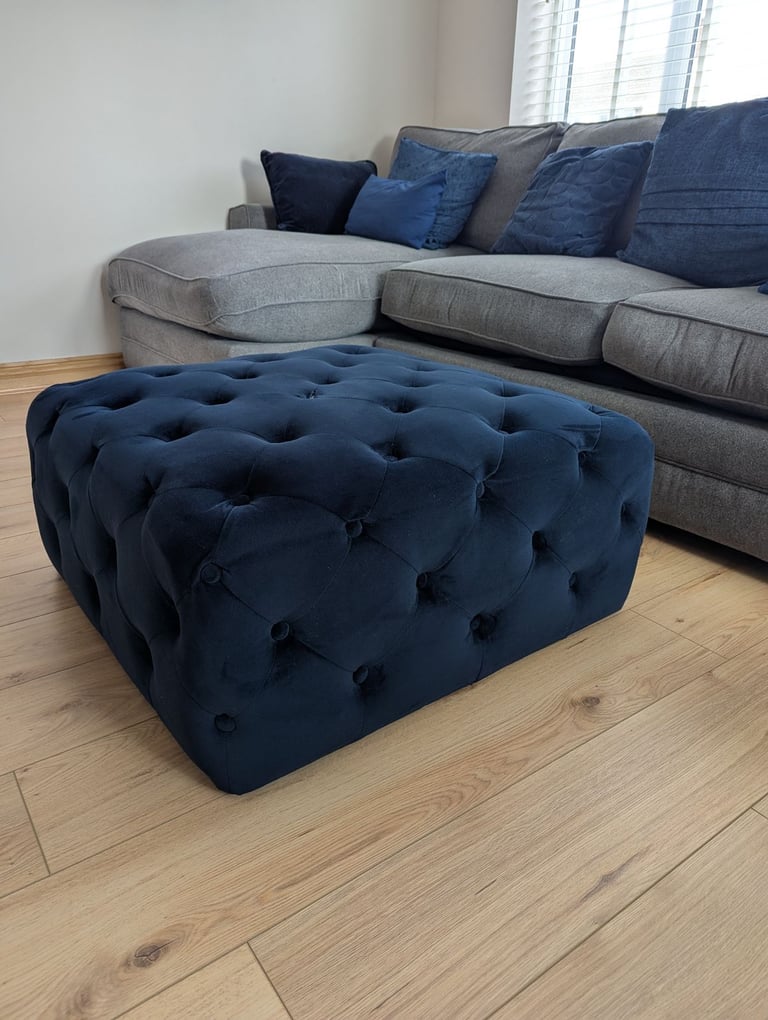 MADE HAMPTON VELVET POUFFE FOOTSTOOL