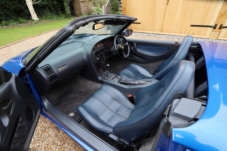 Lotus Elan M100 S2, 1995. Pacific Blue metallic with full dark blue leather.