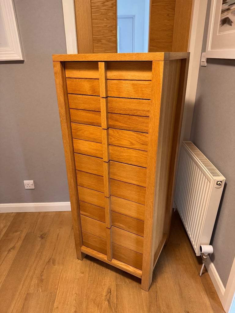 image for Solid Oak Tallboy storage drawers