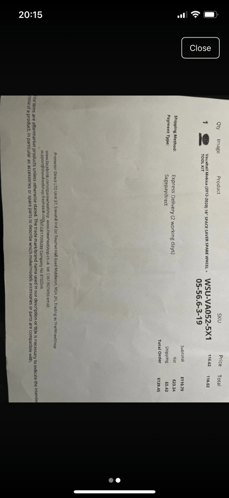 image for Vauxhall mokka space saver spare wheel